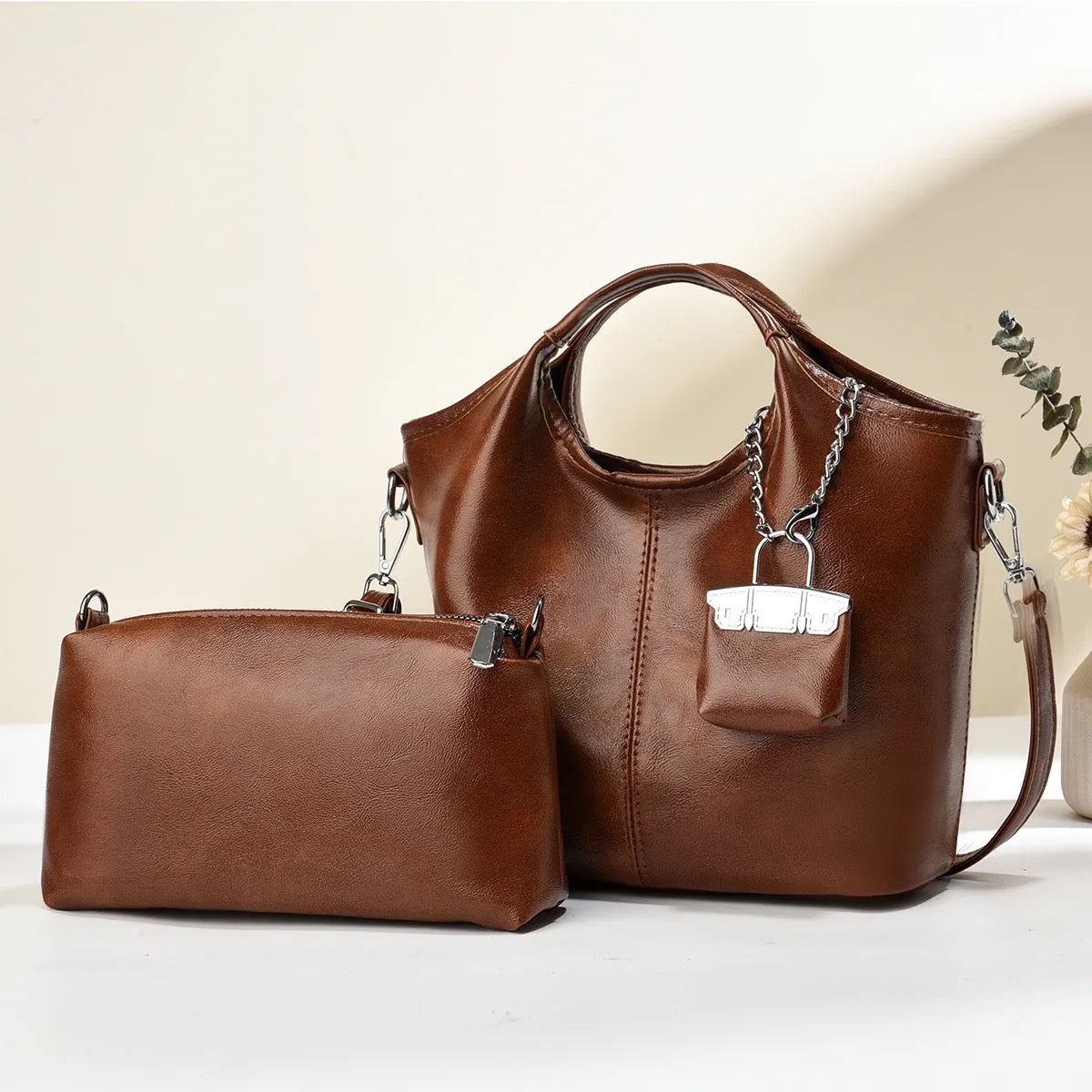 Cowhide pattern large handbag