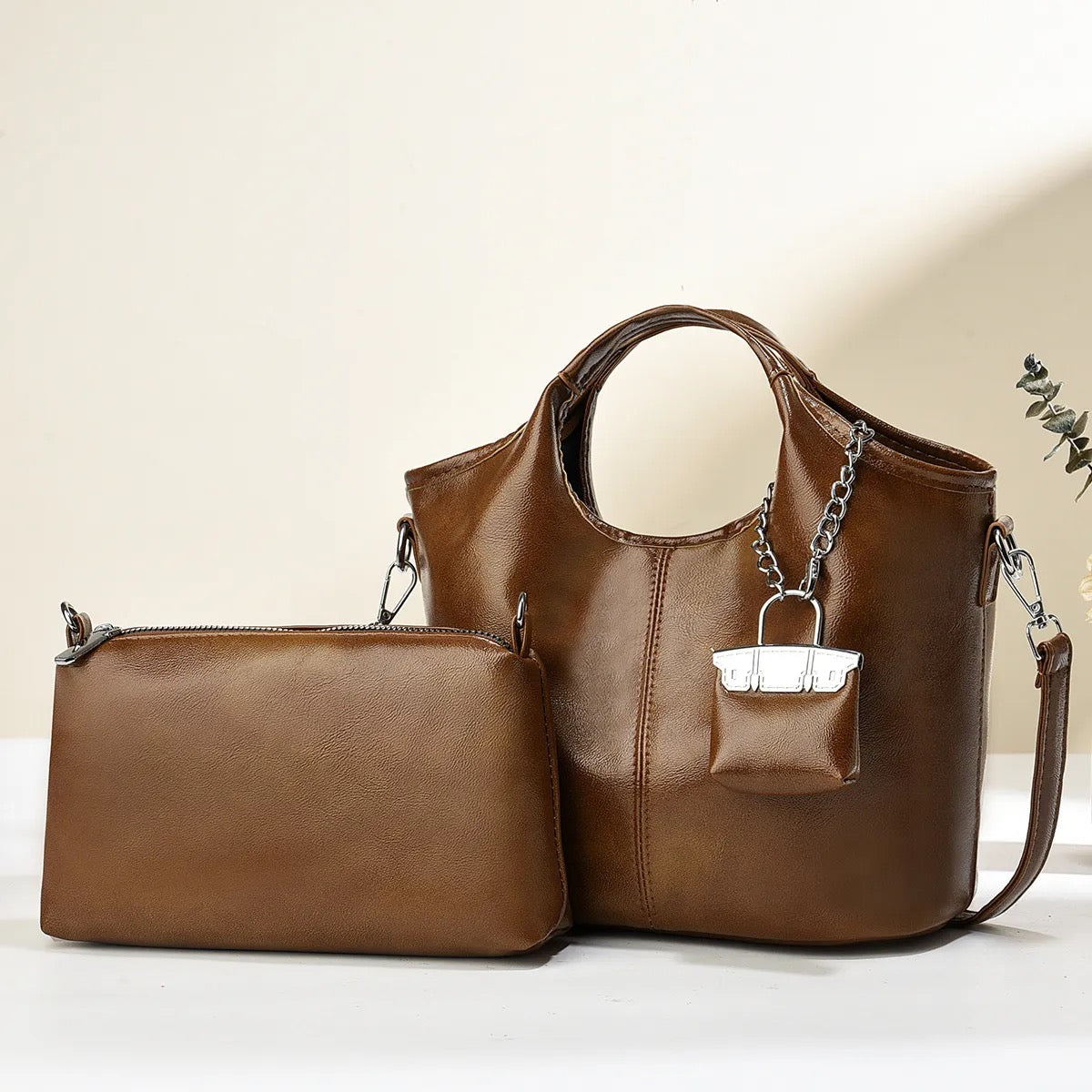 Cowhide pattern large handbag