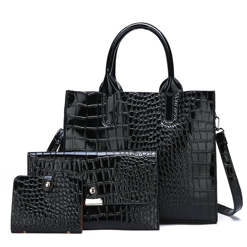 Women fashion crocodile pattern handbag