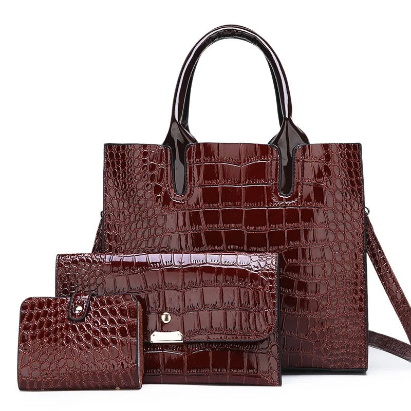 Women fashion crocodile pattern handbag