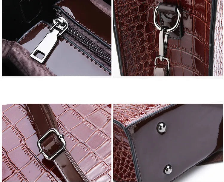 Women fashion crocodile pattern handbag