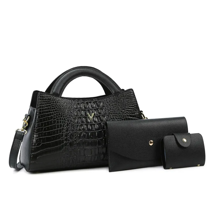The Valeria Set – Luxe Croc 3-in-1 Handbag Collection