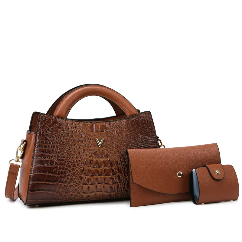 The Valeria Set – Luxe Croc 3-in-1 Handbag Collection