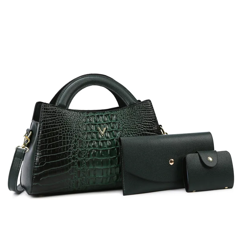 The Valeria Set – Luxe Croc 3-in-1 Handbag Collection