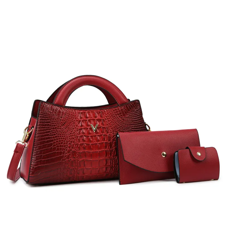 The Valeria Set – Luxe Croc 3-in-1 Handbag Collection